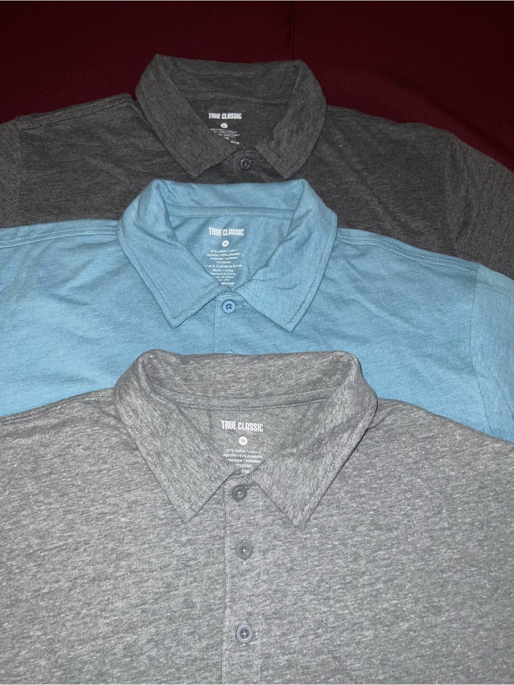 True Classic Men’s Polo Shirt - Blue,light Gray and dark gray size M